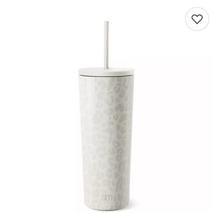 SLM White Leopard Print Insulated Tumbler with Straw - White